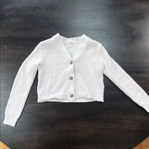Crewcuts J.Crew Girls Cream Button Front Cropped Cardigan